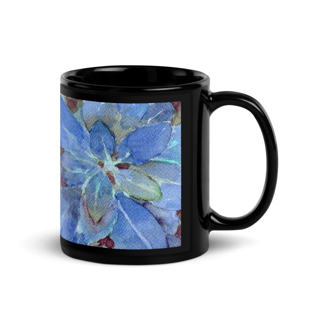 Blue Leaves mug - 11 oz right handle