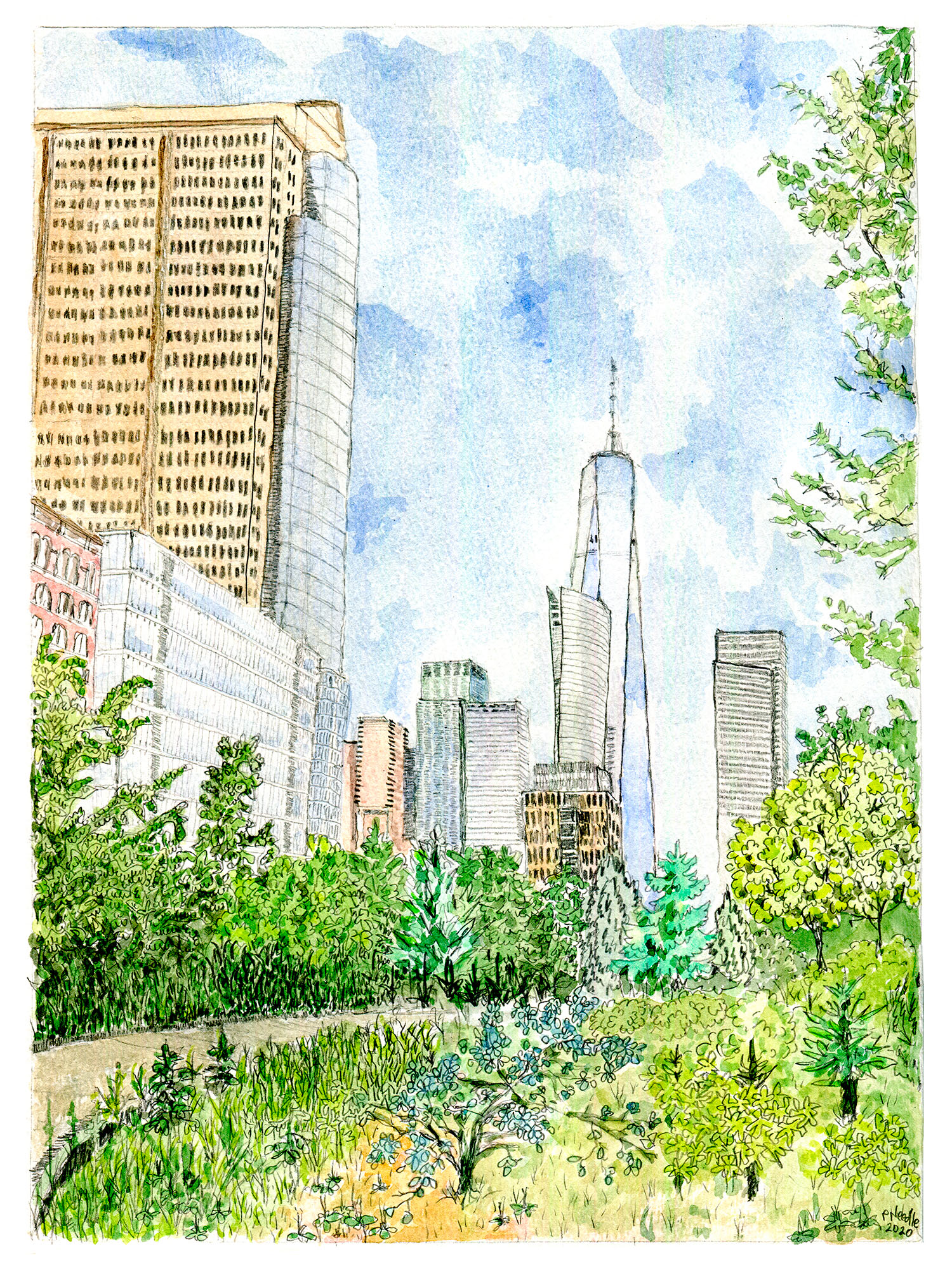 World Trade Center watercolor